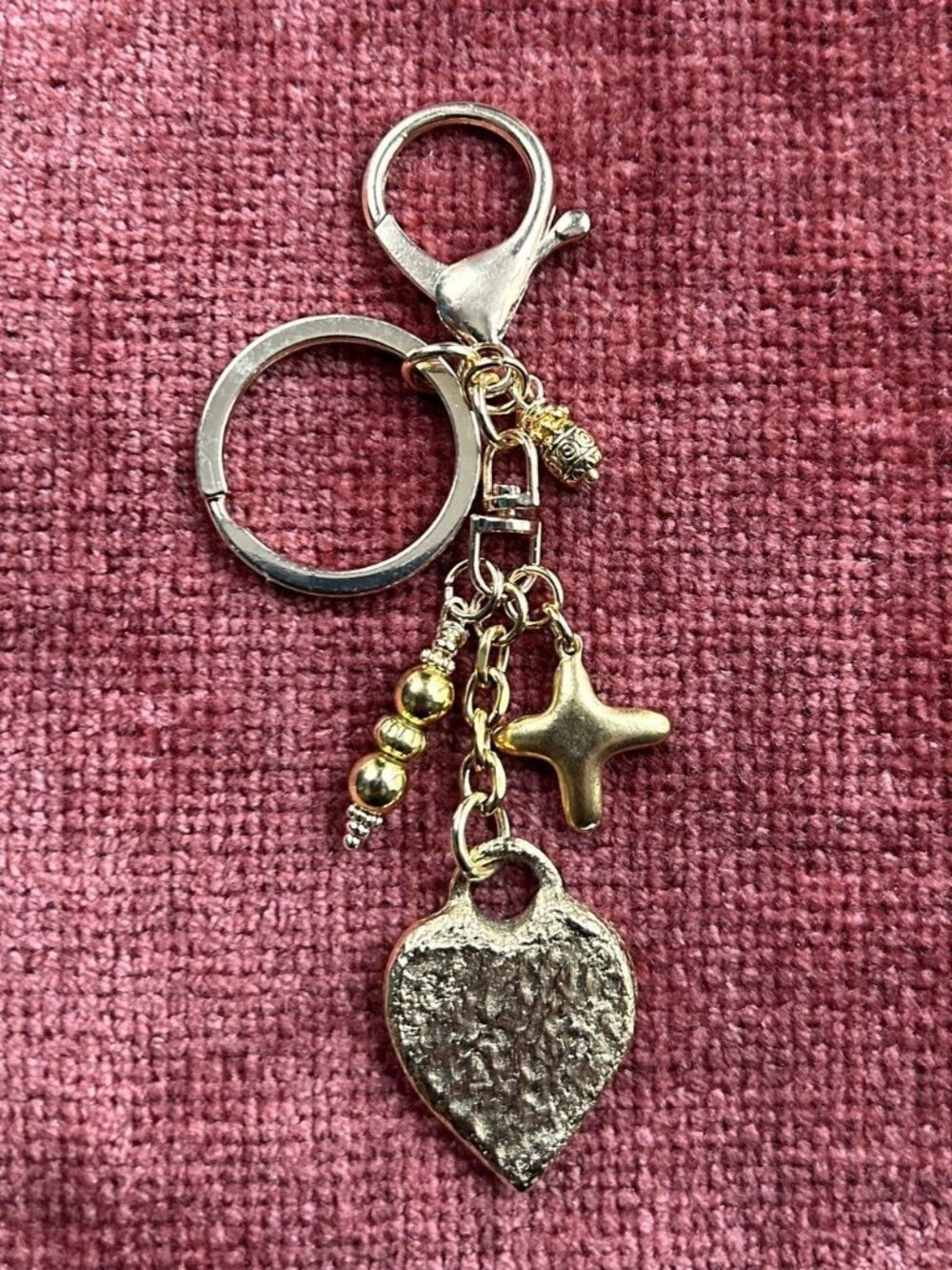 New GOLD HEART Bag Charm Gold Tone  💕✨